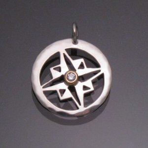 Compass Pendant Small with Diamond