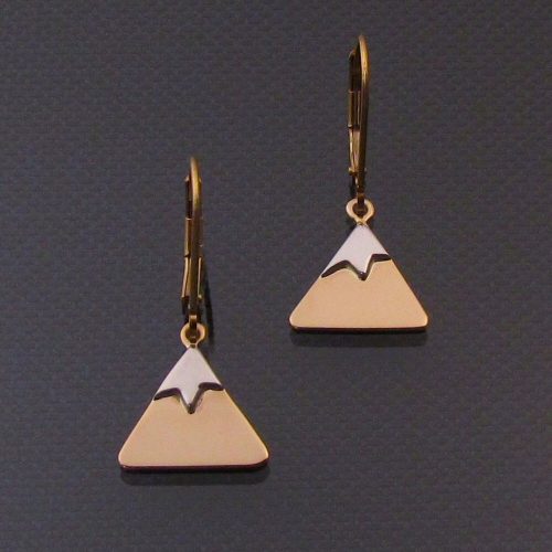 Snowcapped Mountain Earrings Drop Small - 14ky and AS cap withleverback