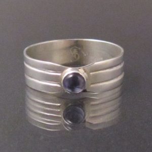 Trilogy-Ring-with-4mm-Iolite-Cab-Silver