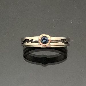 Making-Waves-Rings-with-3.4mm-MT-sapphire-in-14k-rose-gold