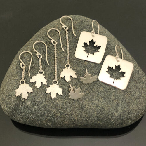 Maple Leaf Earrings Set on Stone
